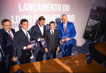 Nos bastidores do lançamento de livro do deputado Marcos Pereira, em Brasília, federação entre União Brasil e Progressistas foi anunciada com pré-candidatura de Caiado à presidência