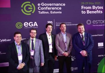 Vice-governador Daniel Vilela durante a e-Governance Conference 2025, realizada em Tallinn, capital da Estônia