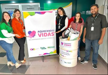 Ponto de coleta no Ipasgo Saúde: objetivo é arrecadar cobertores e agasalhos para proteger a população em situação de vulnerabilidade social